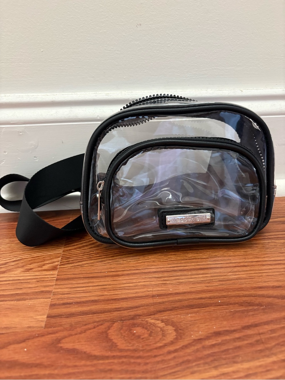 Madden Girl Clear Fanny Pack with Silver hardware